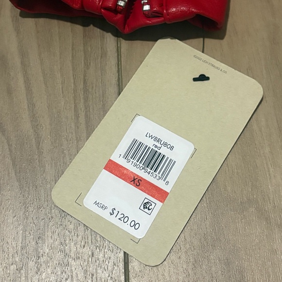 NWT Levi's Vibrant Red Leather Biker Jacket - Picture 3 of 4